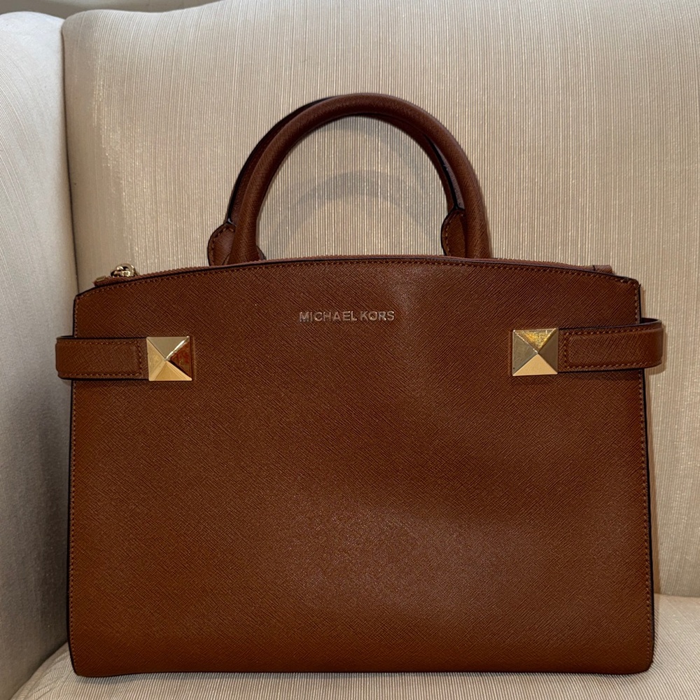 Michael Kors Brown Tote with Gold Accents